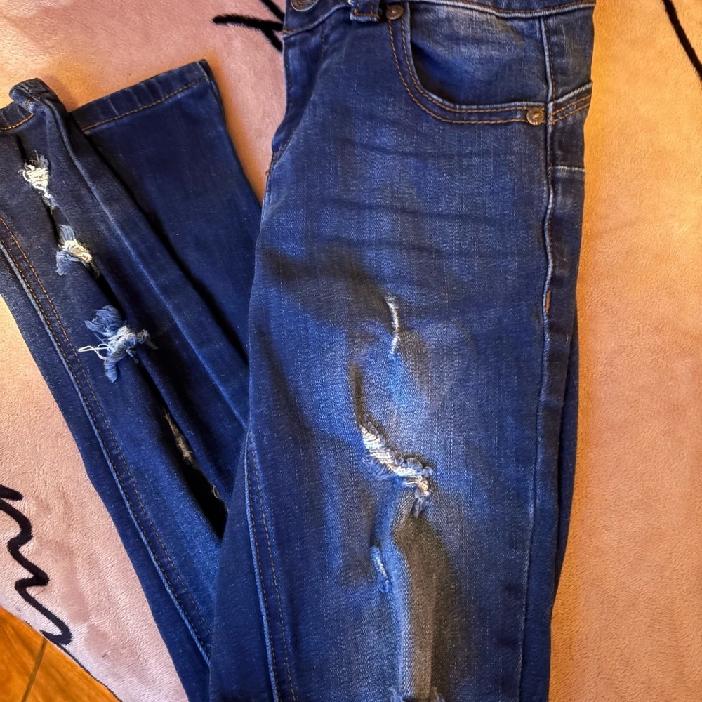 Distressed Blue Women's Skinny Jeans Size 00 Short
